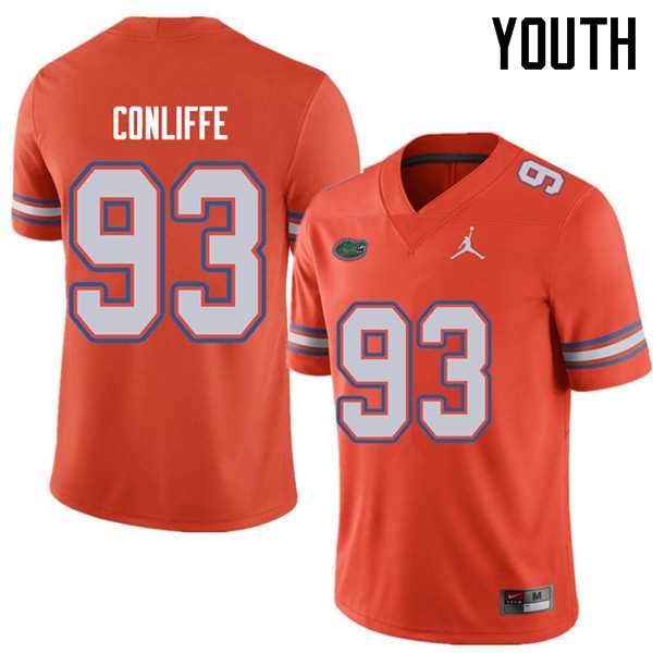 Youth NCAA Florida Gators Elijah Conliffe #93 Stitched Authentic Jordan Brand Orange College Football Jersey DQY6365BO